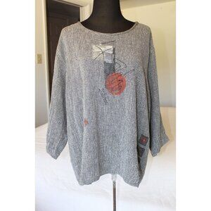 Artsy Knit oversize tunic top Abstract design Size Large Nepal Cotton & Hemp